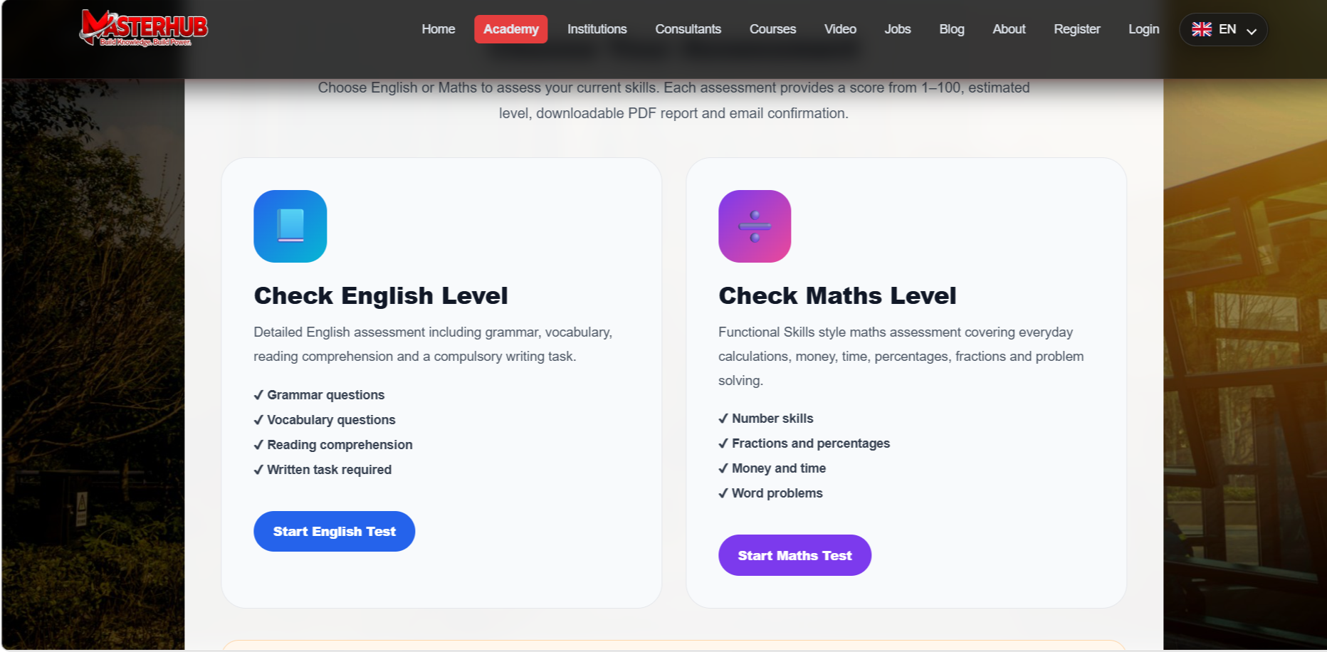 MasterHub Launches New English & Maths Level Assessment with Instant PDF Reports